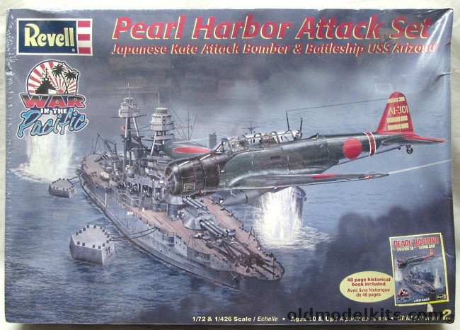 Revell Pearl Harbor Attack Set USS Arizona and Kate - with 48 Page Book, 85-6863 plastic model kit